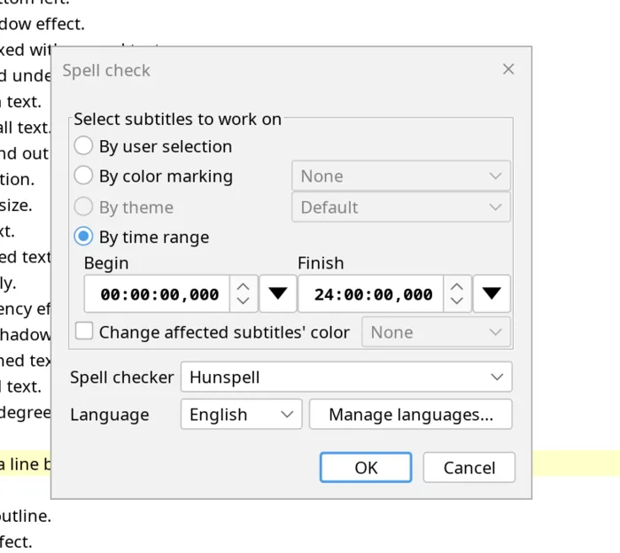 Spell check dialog