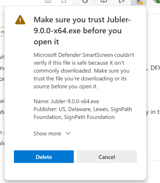 Windows 10 SmartScreen warning details